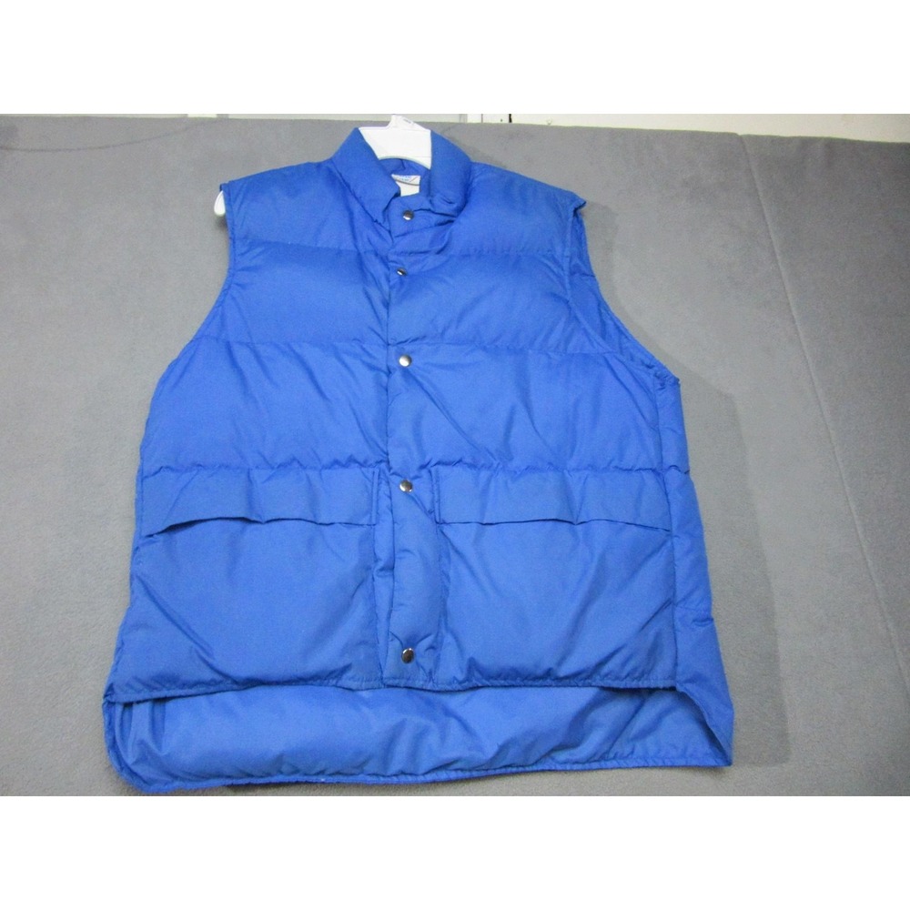 The Line Puffer Vest Mens XL Blue Excellent Vintage 90s Down Quilted Snap Front